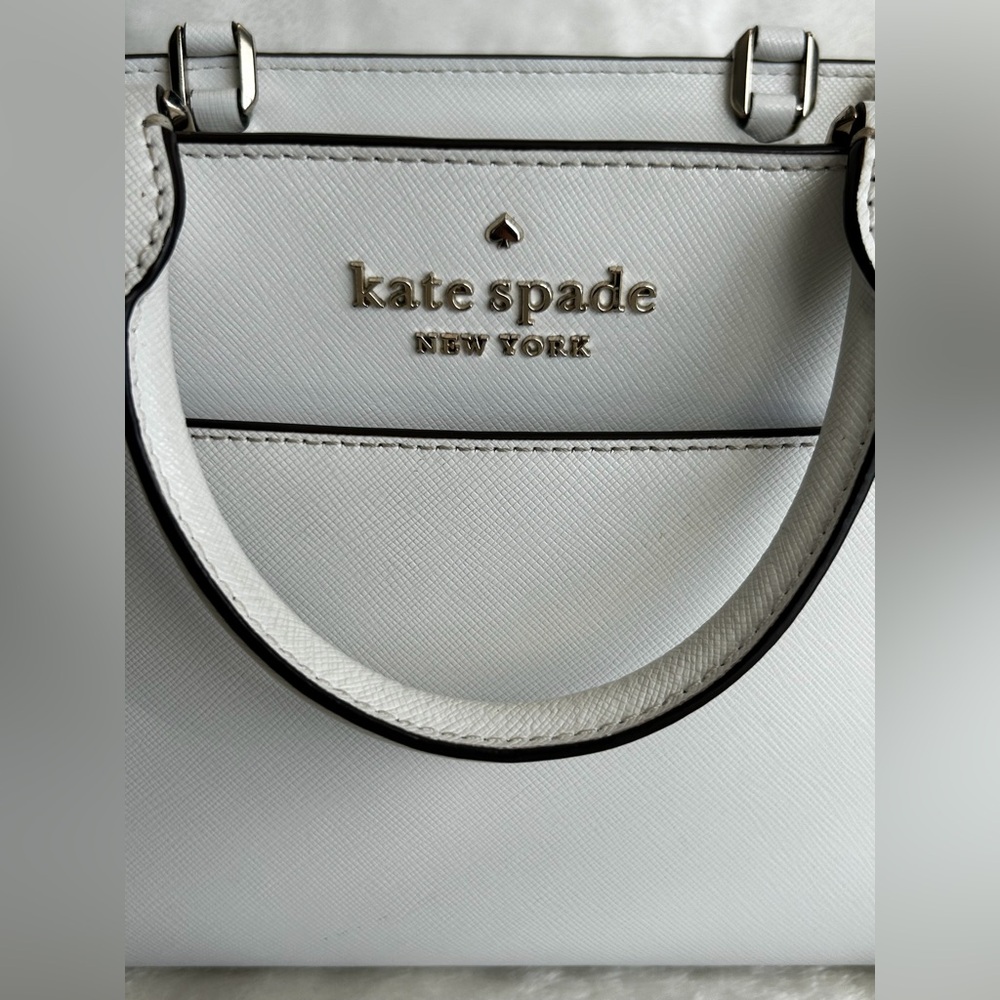 Kate Spade New York White Saffiano Leather Satchel Crossbody Bag - Picture 2 of 16
